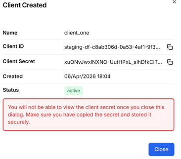 Credentials Created