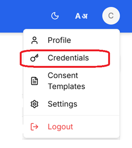 Credentials Menu