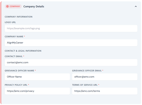 Template Company Information